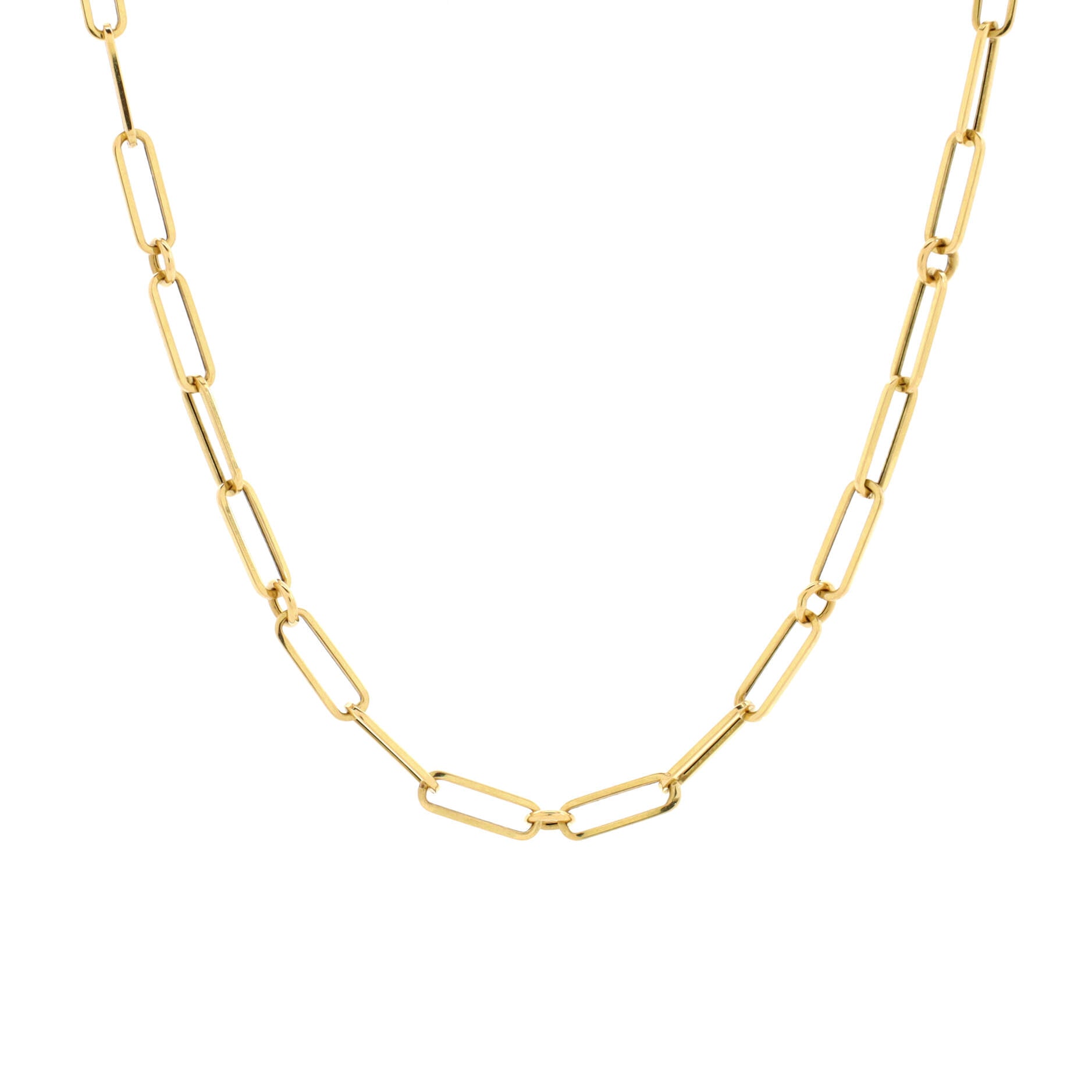 Paper Clip Chain Necklace 18K Yellow Gold 22"
