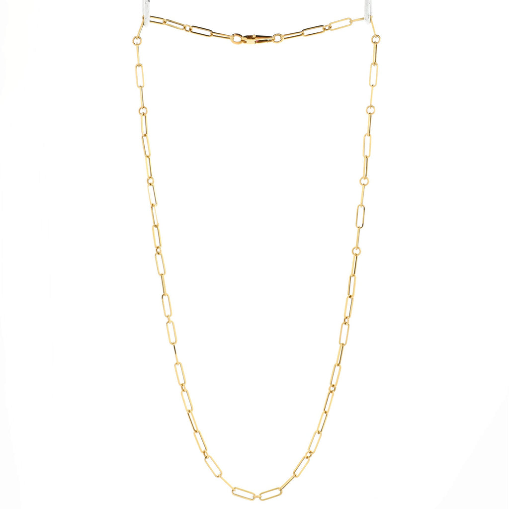 Paper Clip Chain Necklace 18K Yellow Gold 22"