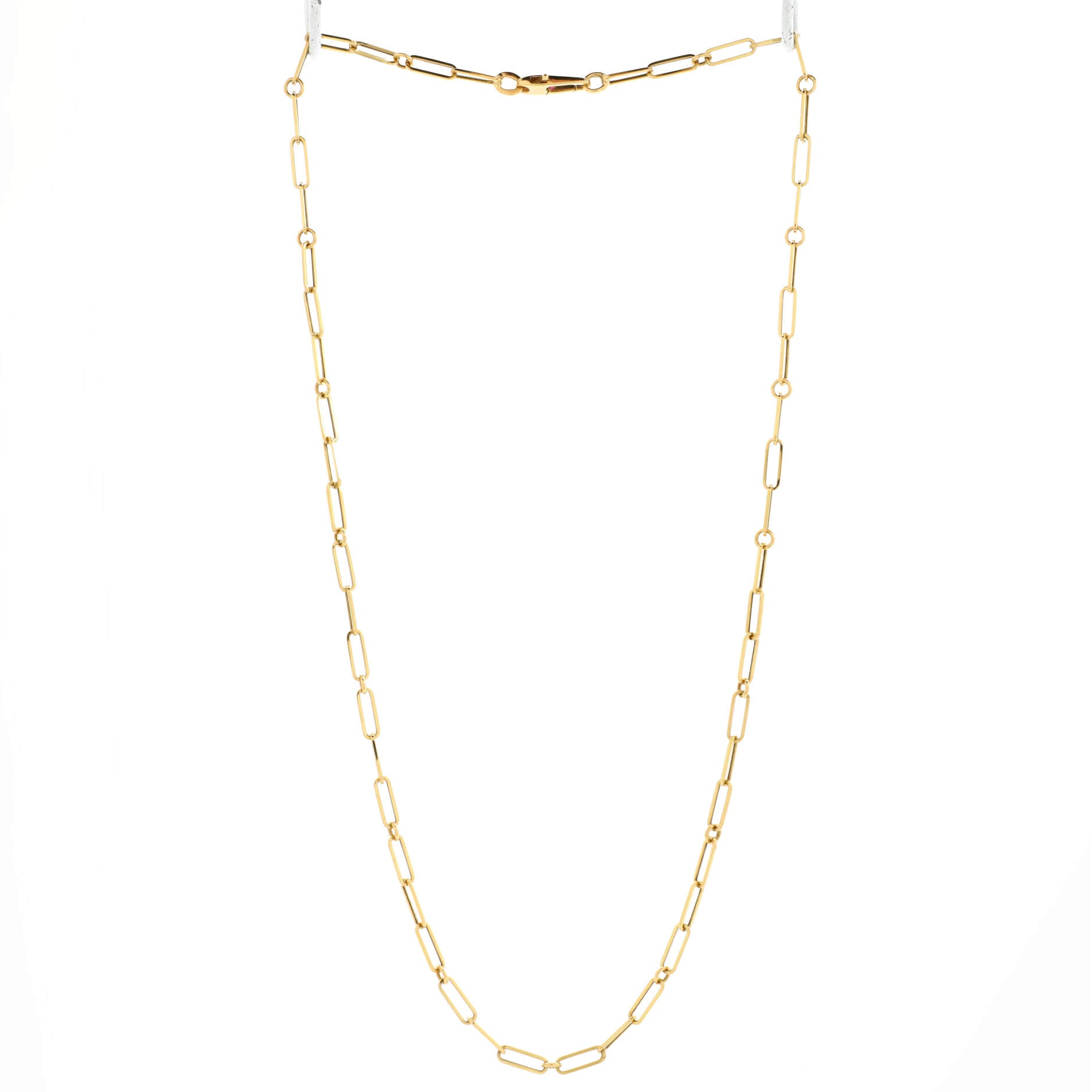 Paper Clip Chain Necklace 18K Yellow Gold 22"