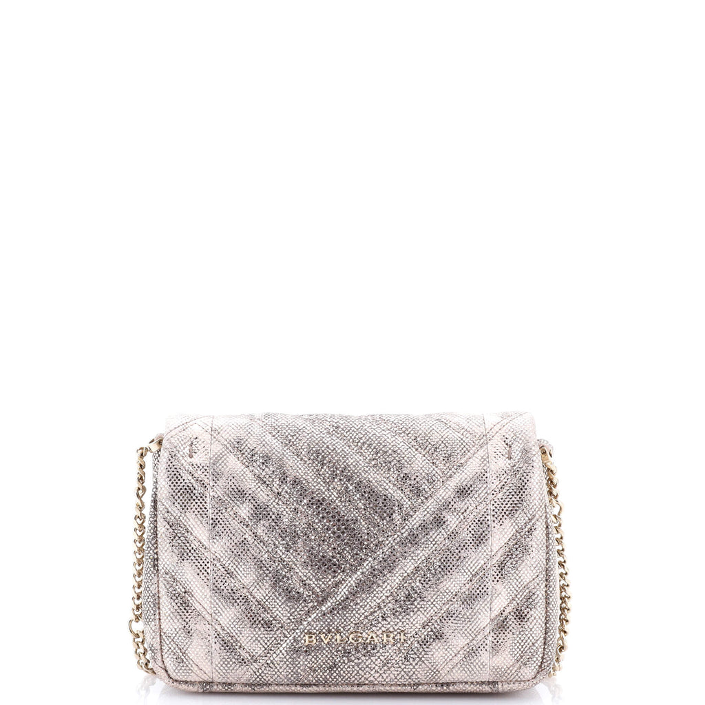 Serpenti Cabochon Shoulder Bag Diagonal Quilted Metallic Karung Small