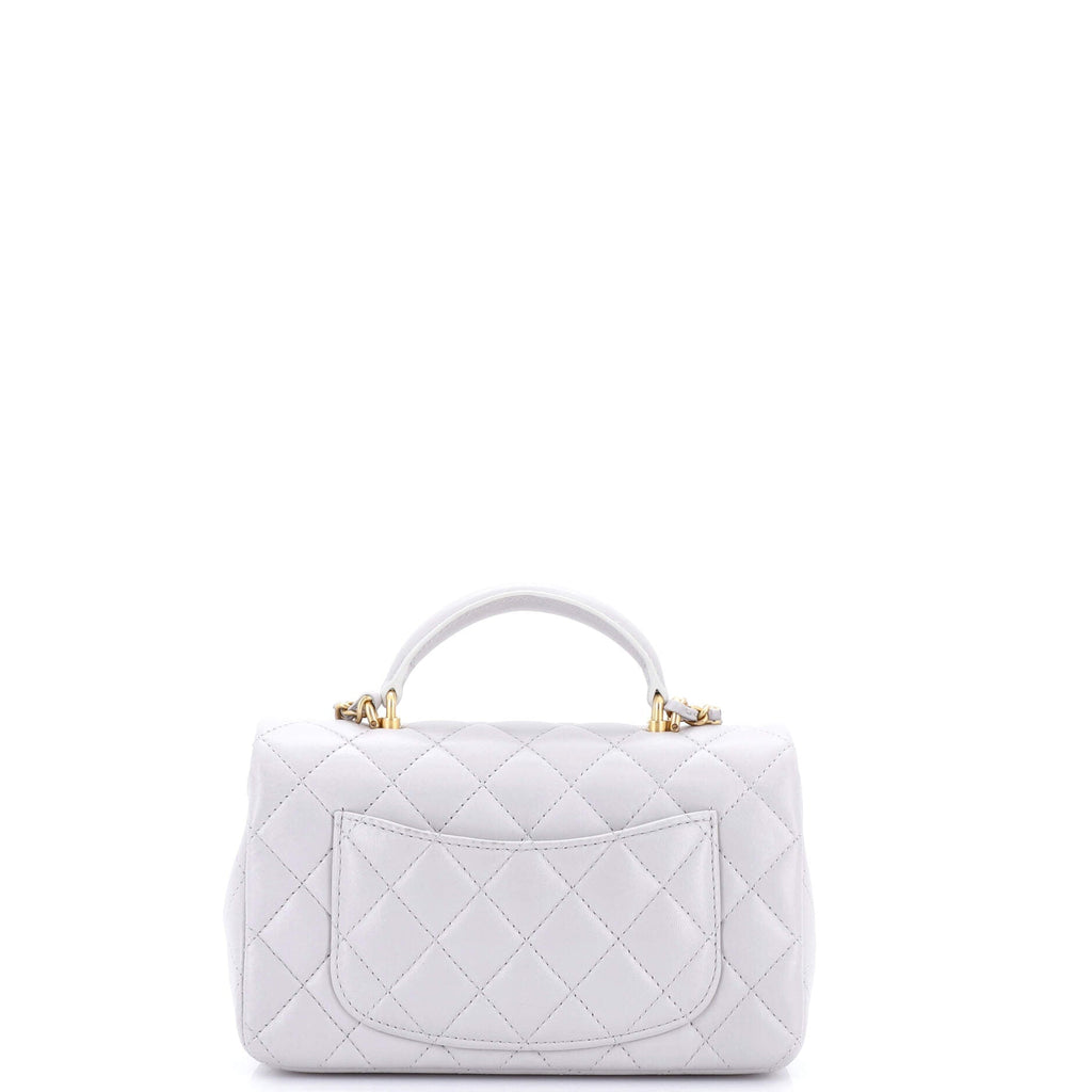 Classic Single Flap Top Handle Bag Quilted Lambskin Mini
