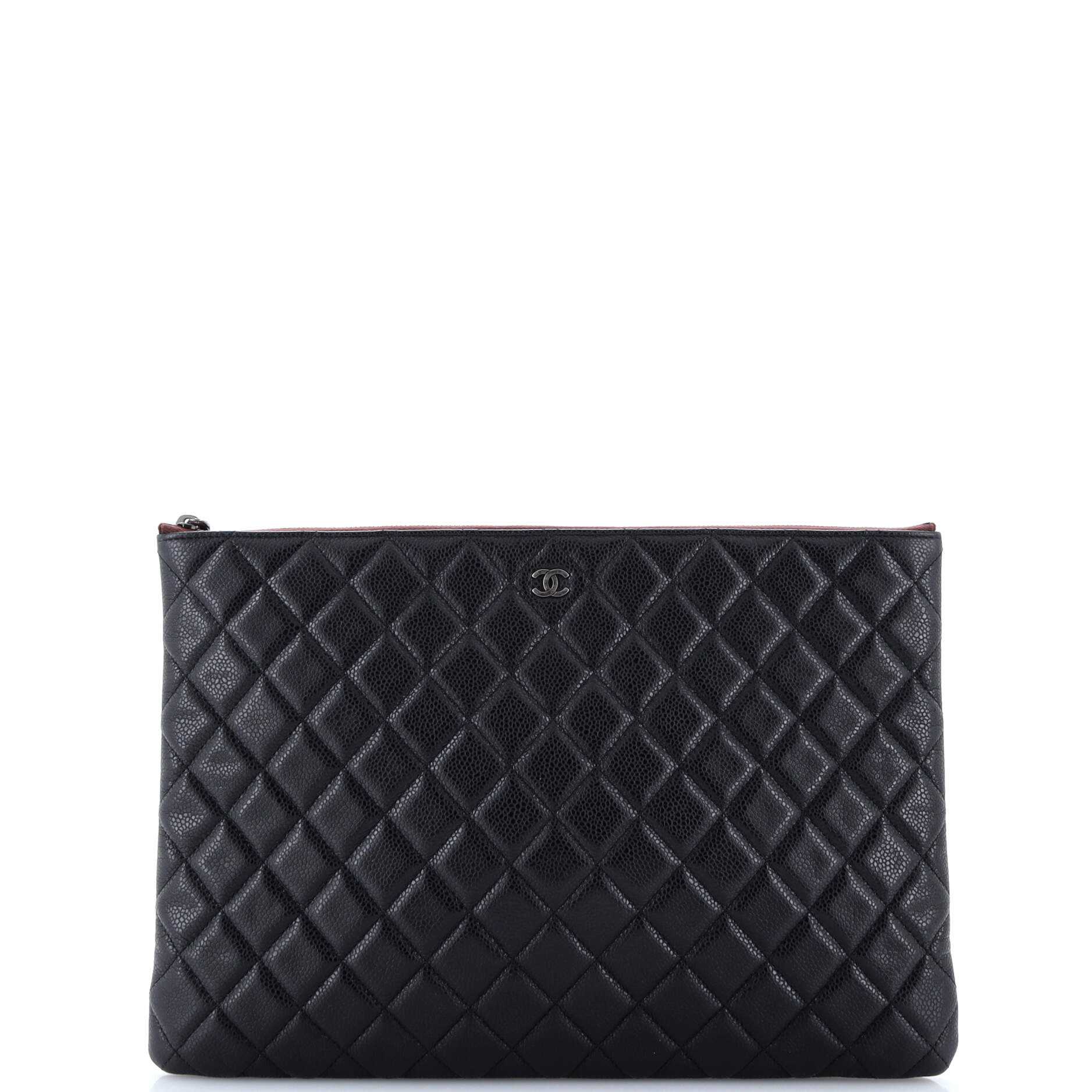 O Case Clutch Quilted Caviar Large