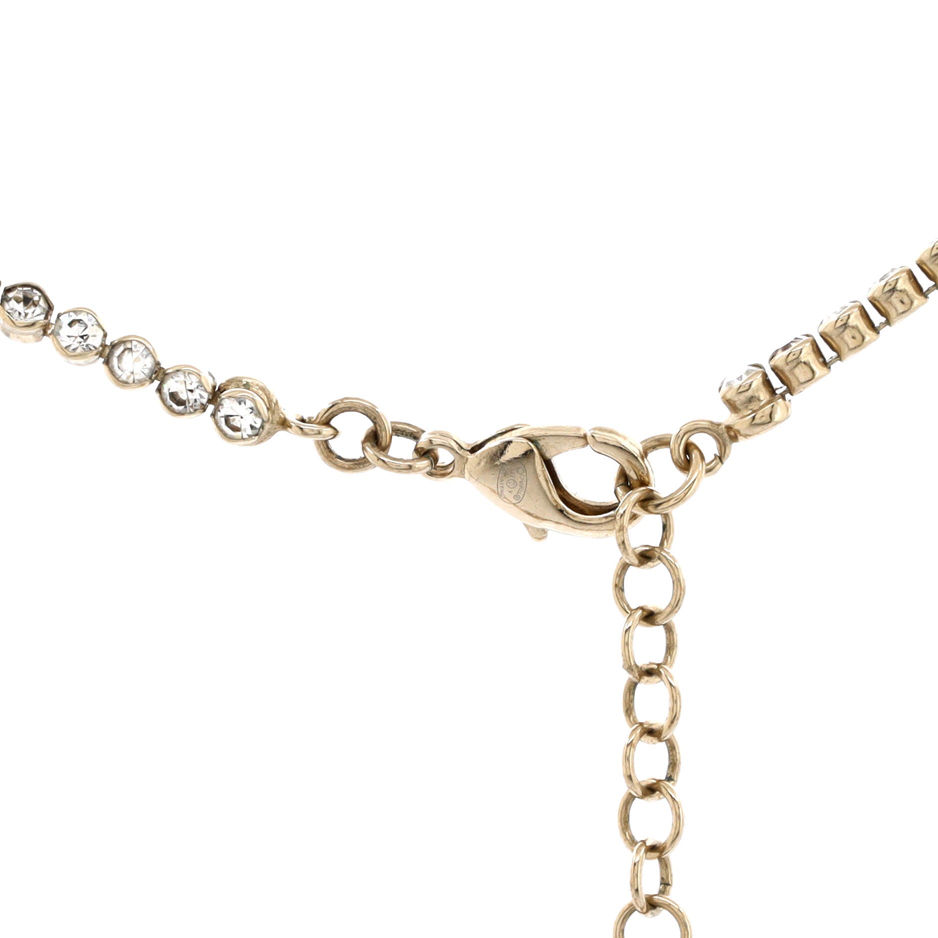 CC Round Button Choker Necklace Metal with Crystals