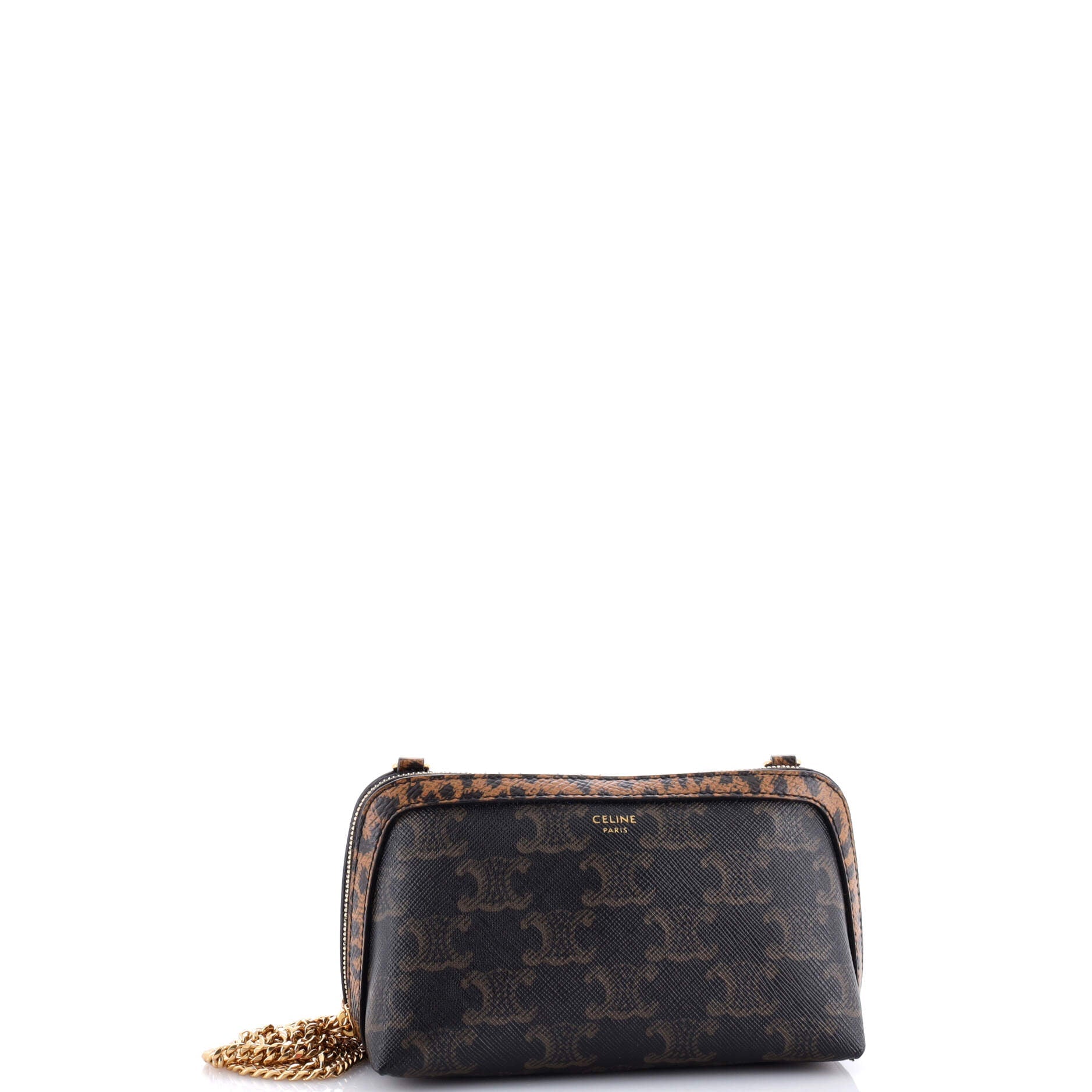 Zip Around Chain Clutch Triomphe Coated Canvas