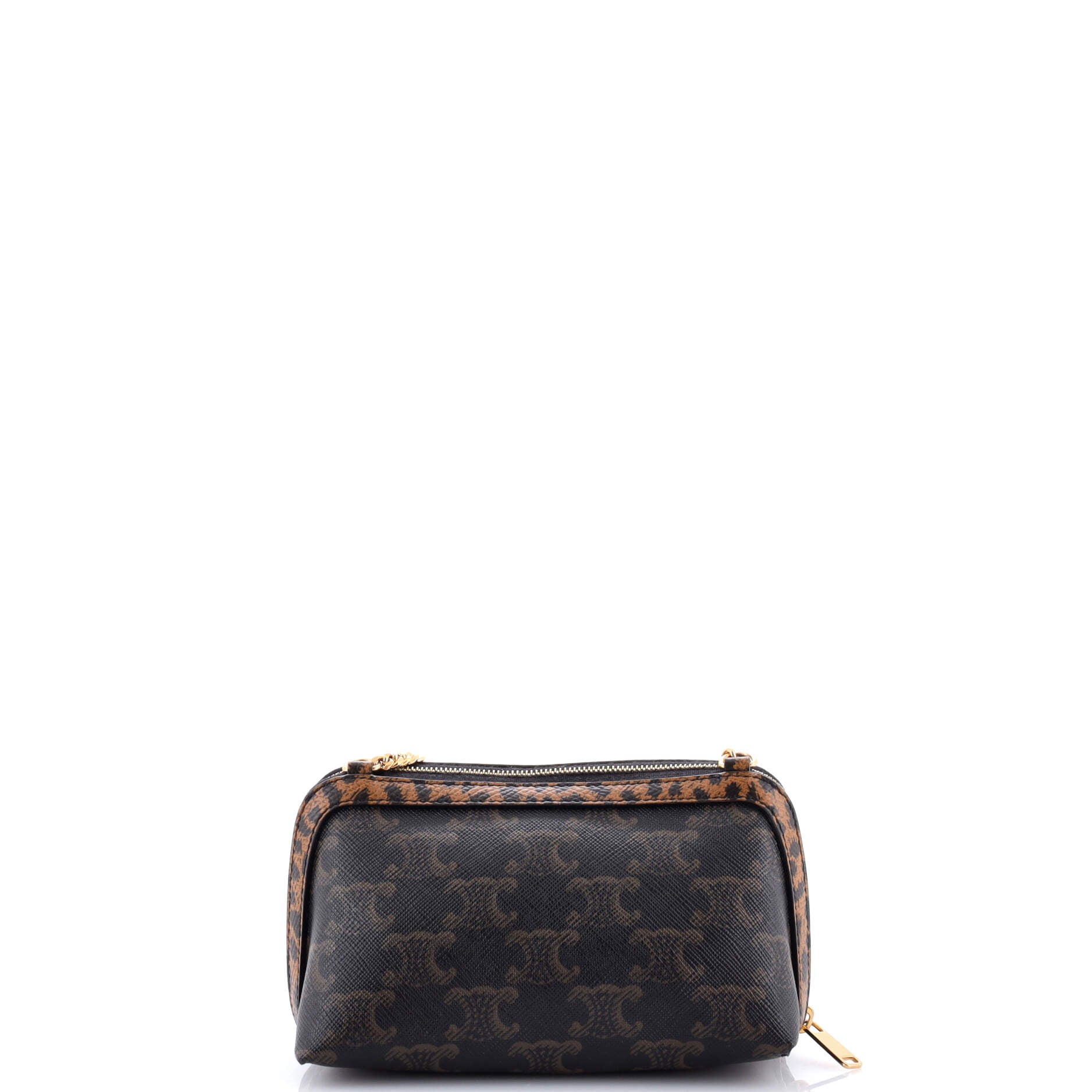 Zip Around Chain Clutch Triomphe Coated Canvas