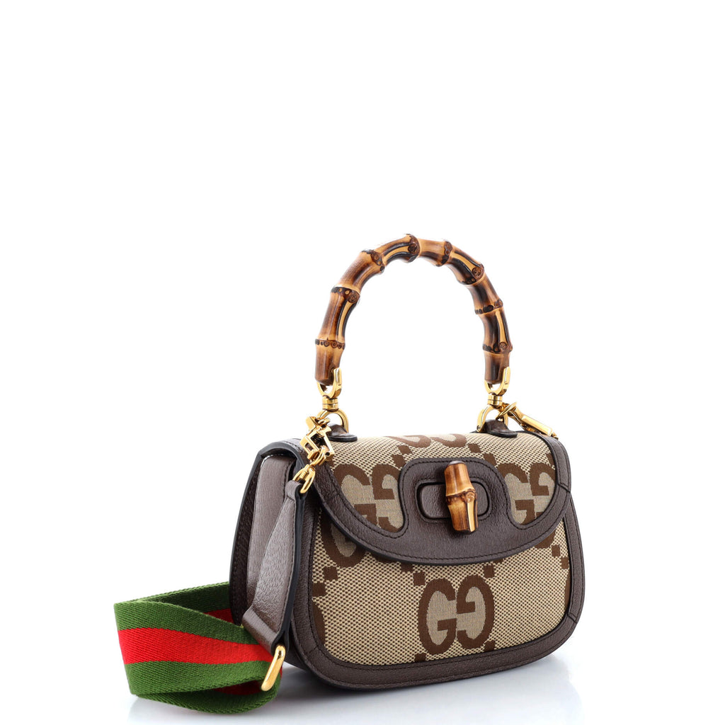 Bamboo 1947 Top Handle Bag Jumbo GG Canvas Small