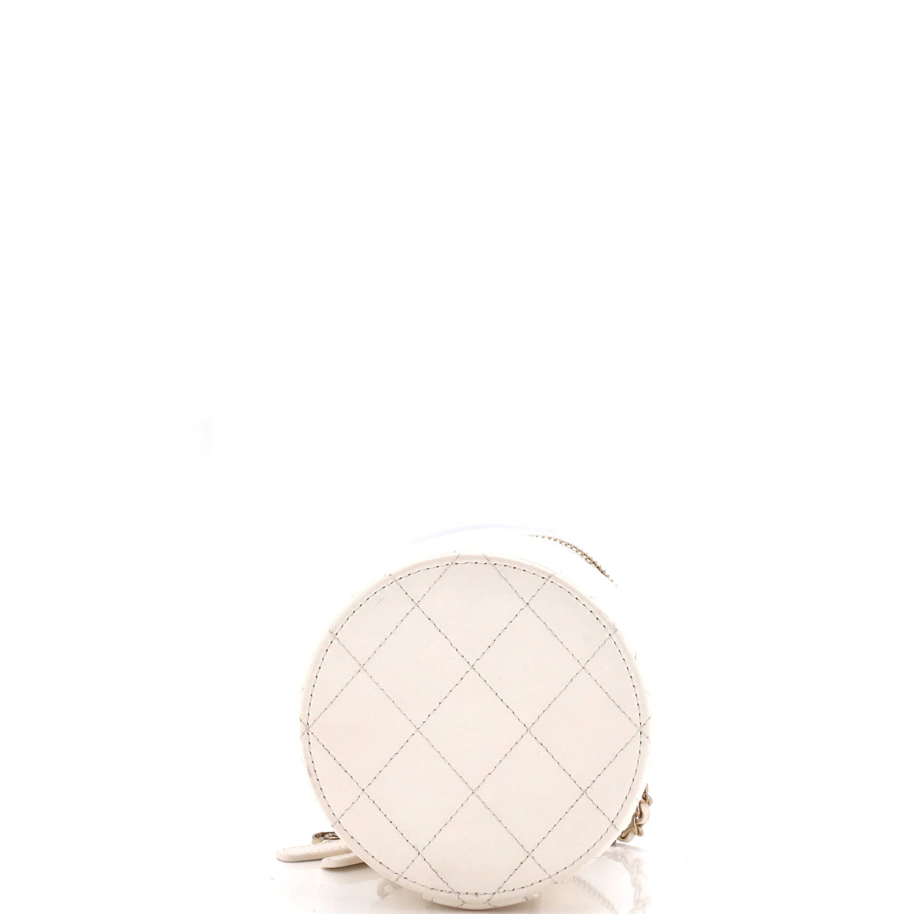 CC Round Vanity Case with Chain Quilted Lambskin Mini