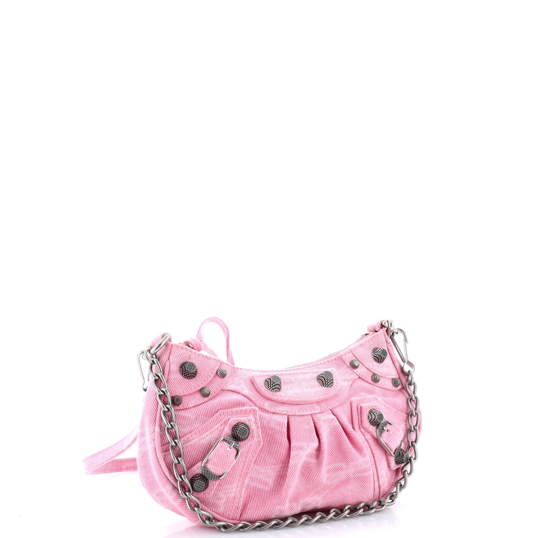 Le Cagole Giant Studs Shoulder Bag BB Monogram Denim Mini