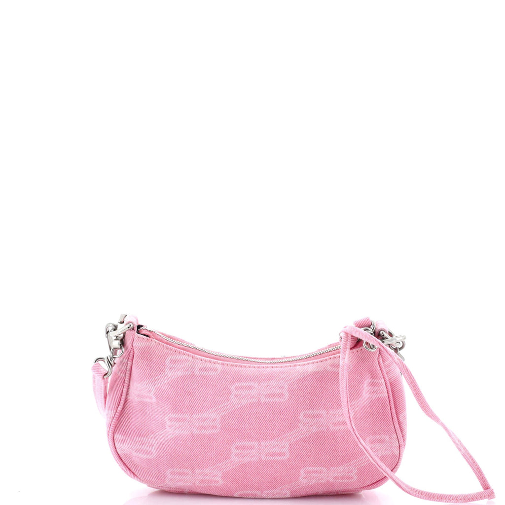 Le Cagole Giant Studs Shoulder Bag BB Monogram Denim Mini