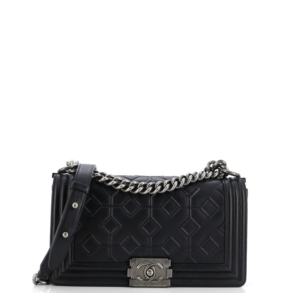 Arabesque Boy Flap Bag Embossed Calfskin Old Medium