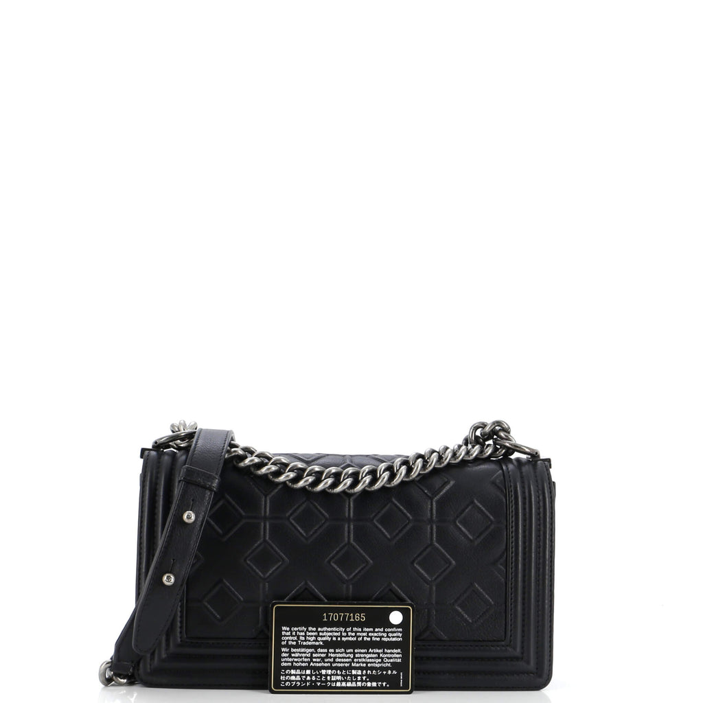 Arabesque Boy Flap Bag Embossed Calfskin Old Medium