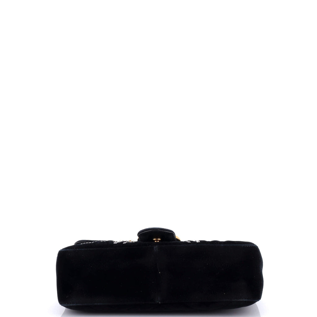 GG Marmont Flap Bag Crystal Embellished Matelasse Velvet Medium