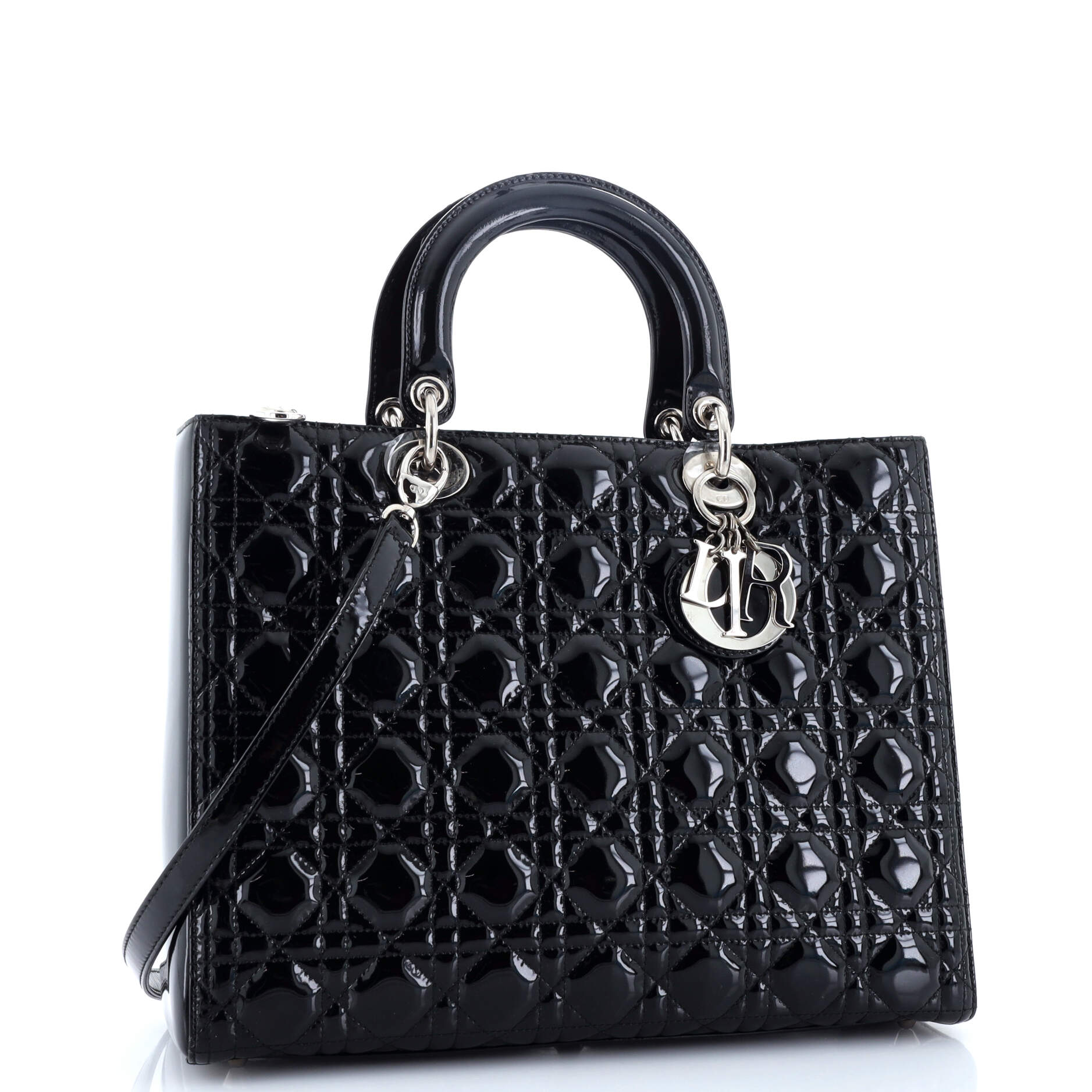 Vintage Lady Dior Bag Cannage Quilt Patent Large