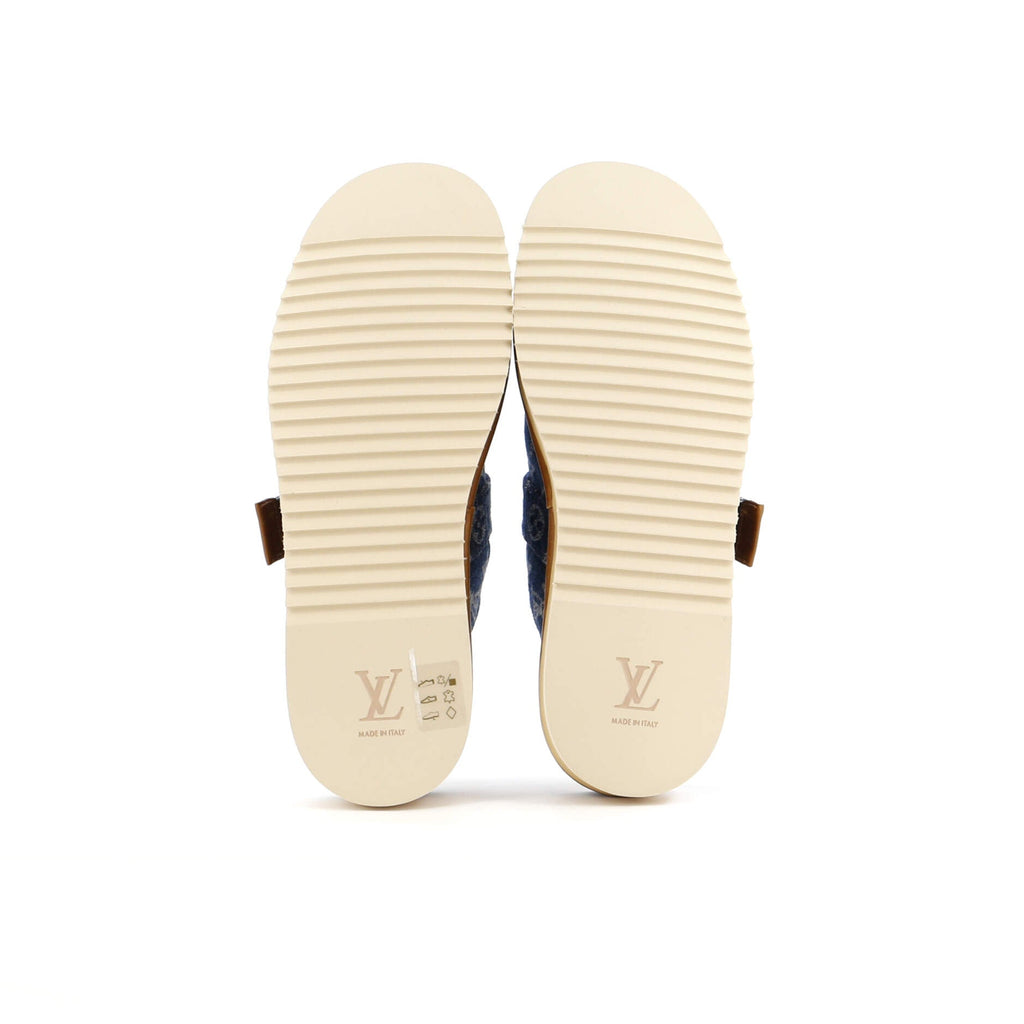 Cosy Flat Clog Mules Monogram Denim