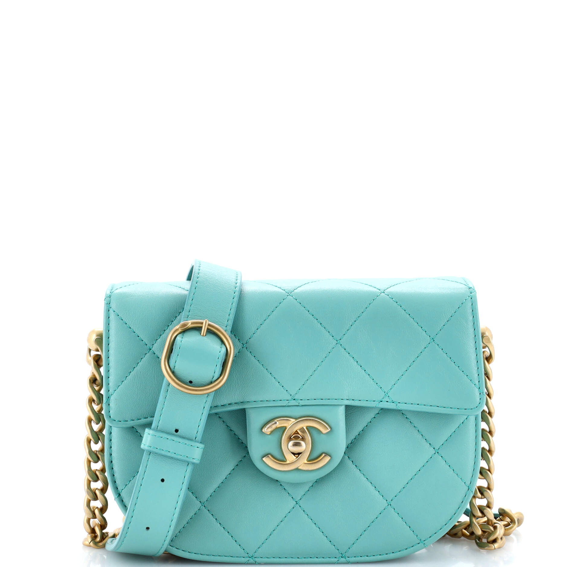 Moon Flap Messenger Bag Quilted Calfskin Mini