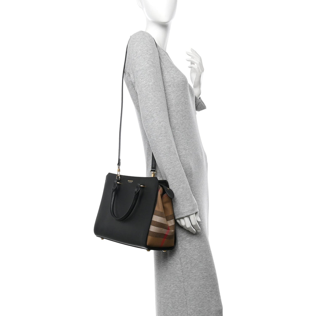 Calfskin Mega Check Small Banwell Tote Dark