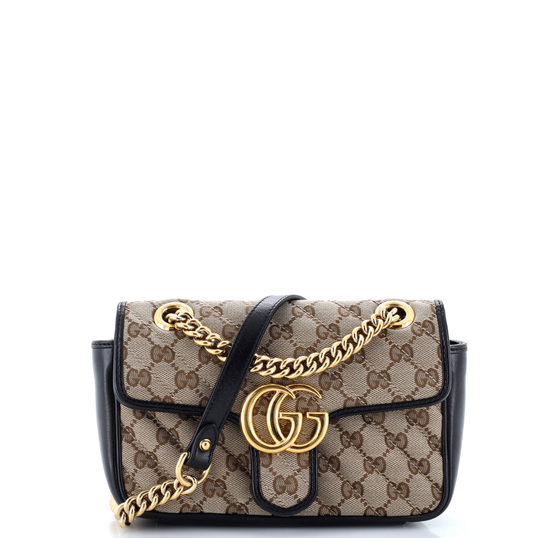 GG Marmont Flap Bag Diagonal Quilted GG Canvas Mini
