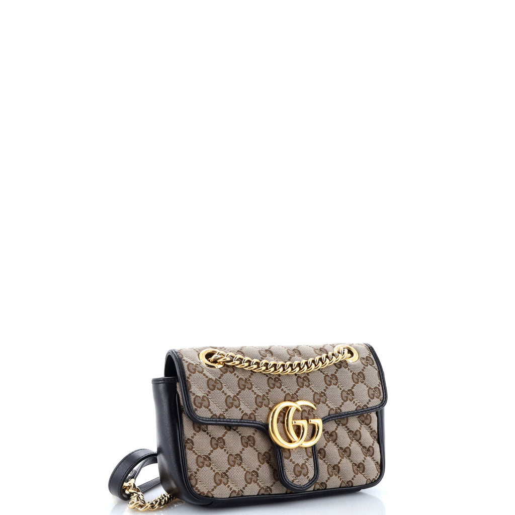 GG Marmont Flap Bag Diagonal Quilted GG Canvas Mini