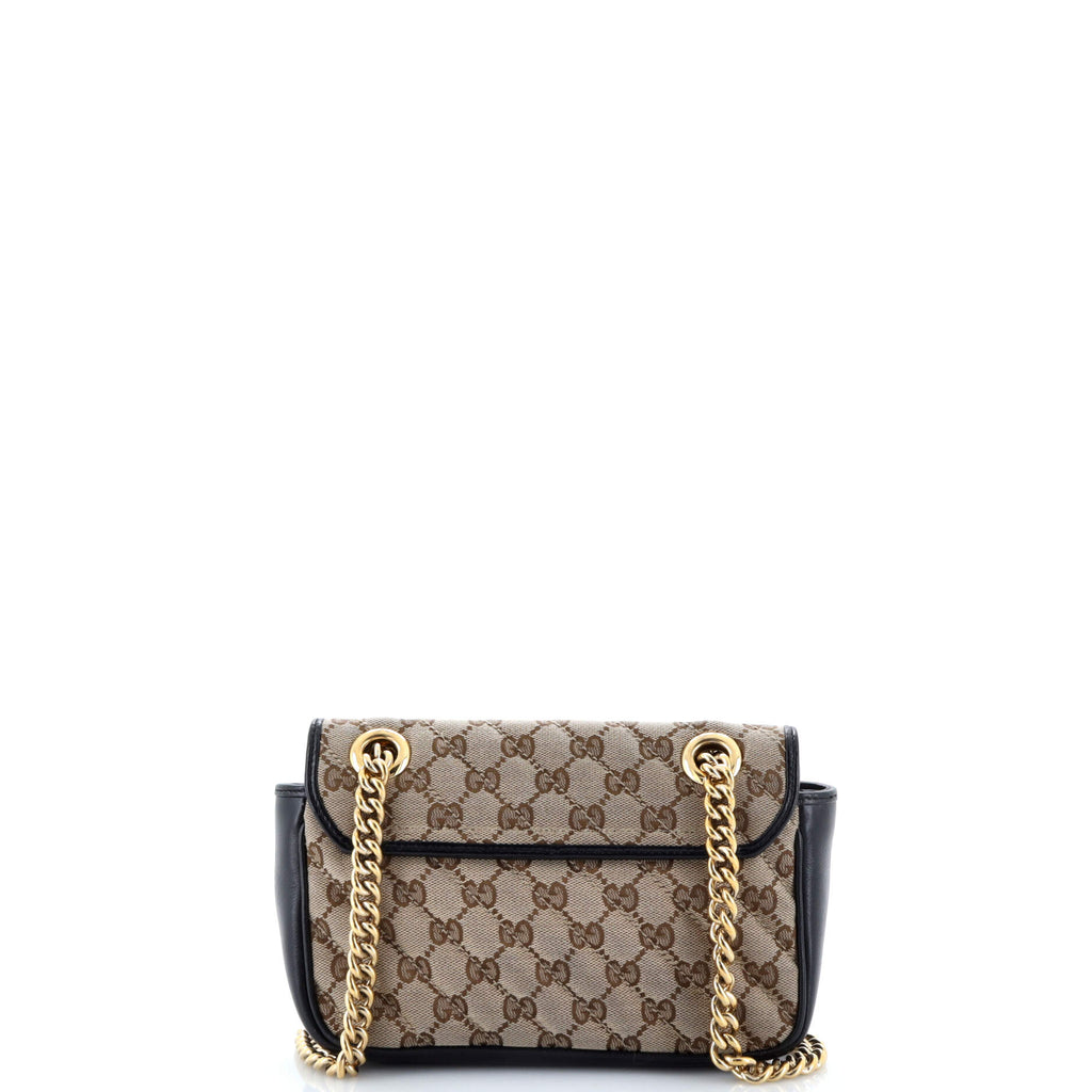 GG Marmont Flap Bag Diagonal Quilted GG Canvas Mini
