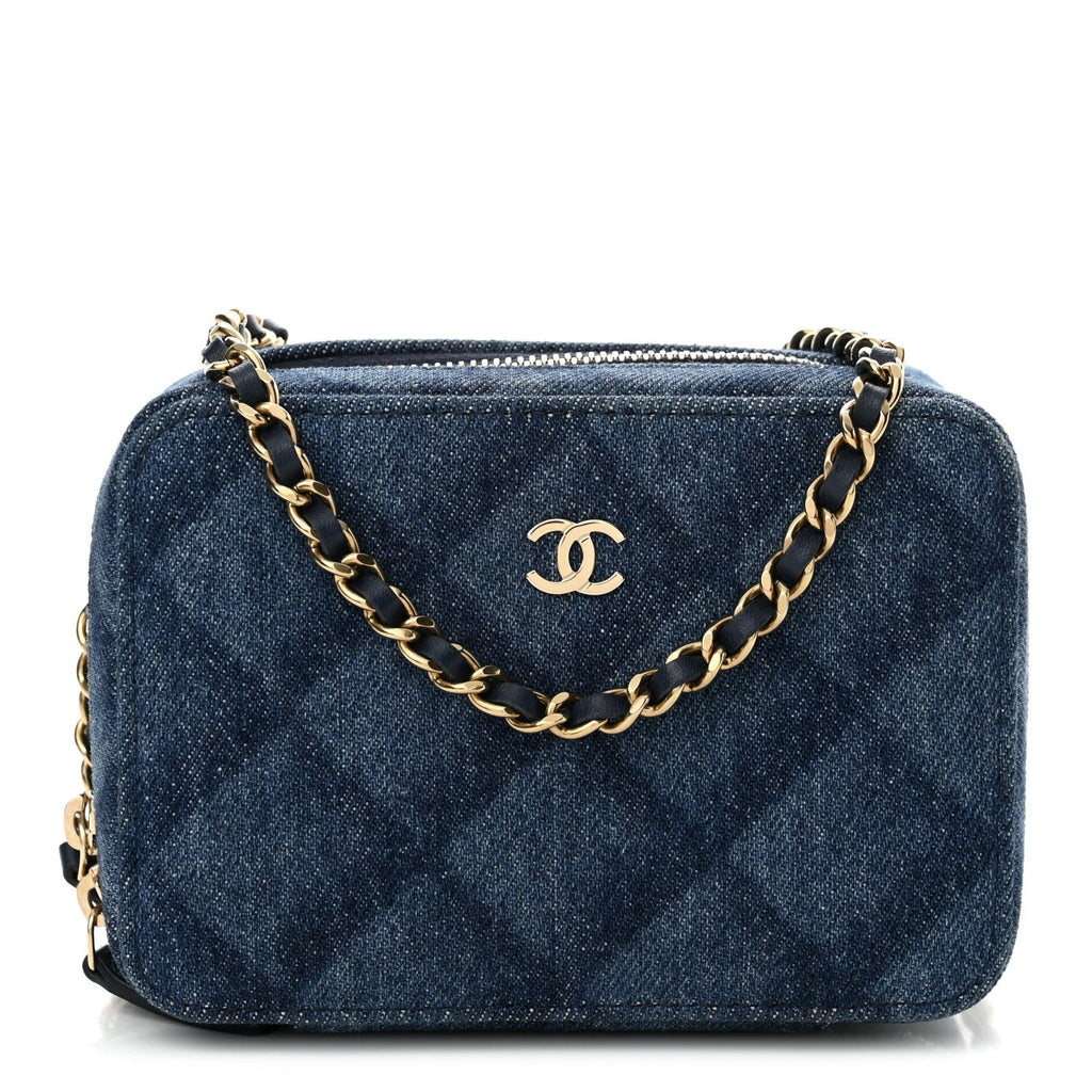 Printed Denim CC Camera Case Blue