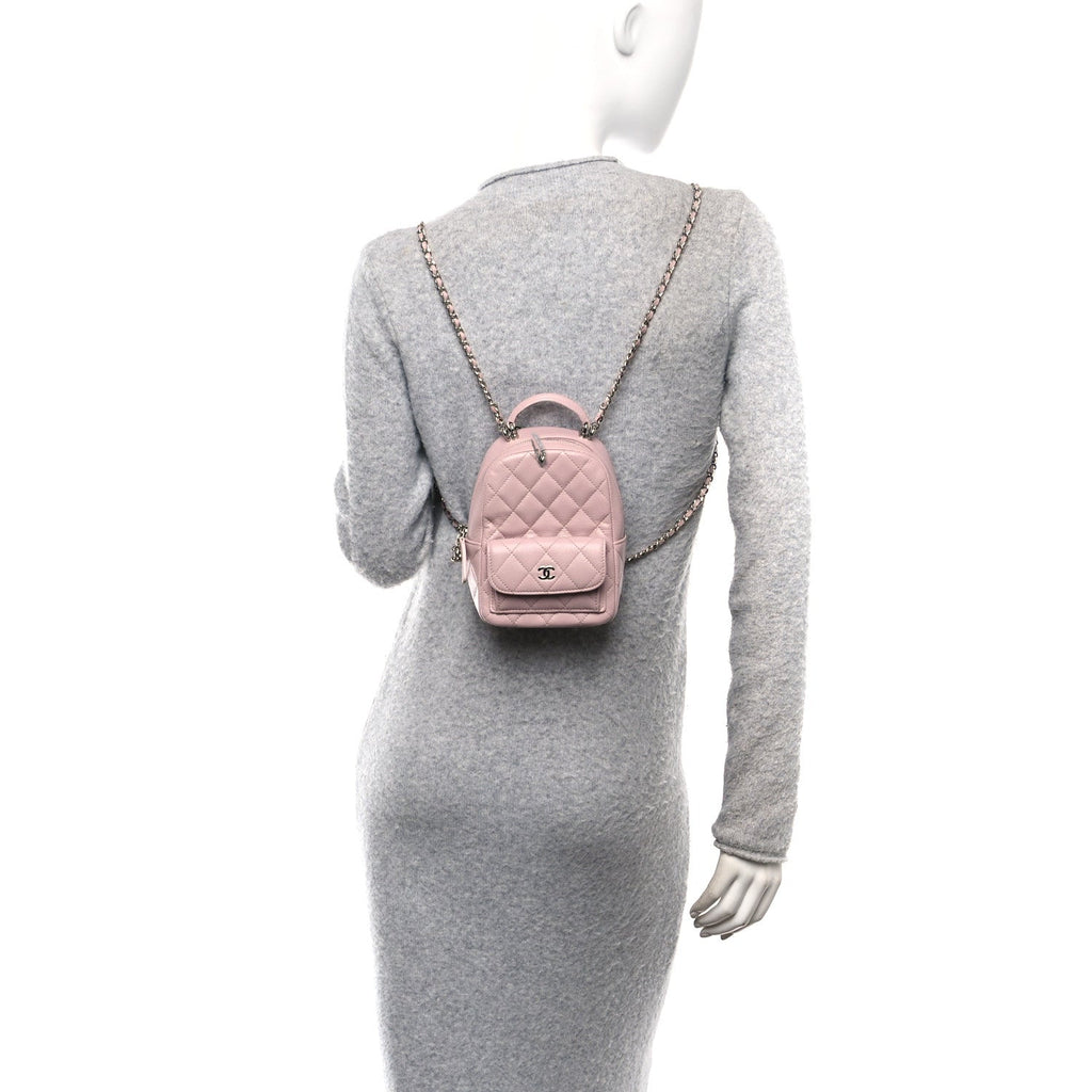 Caviar Quilted CC Mini Classic Backpack Light Pink