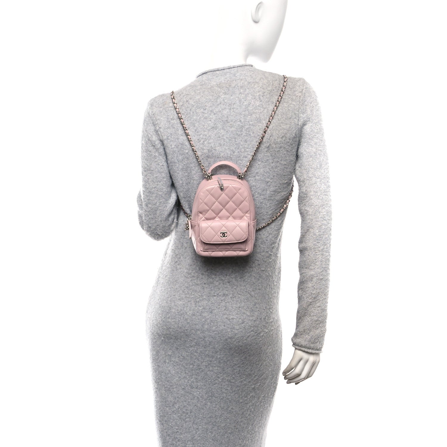 Caviar Quilted CC Mini Classic Backpack Light Pink