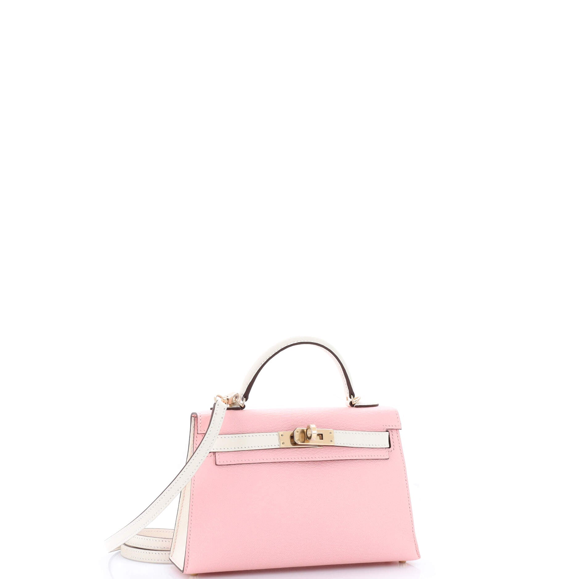 Kelly Mini II Bag Bicolor Chevre Mysore with Permabrass Hardware 20