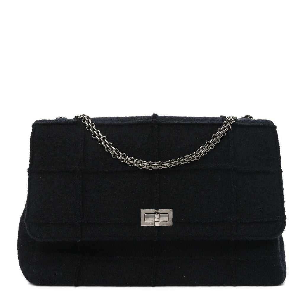 Wool Jumbo Chocolate Bar Mademoiselle Flap Black