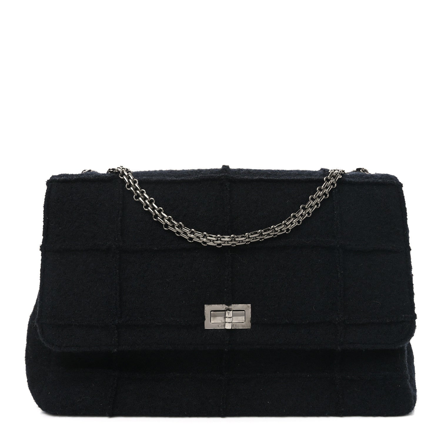 Wool Jumbo Chocolate Bar Mademoiselle Flap Black