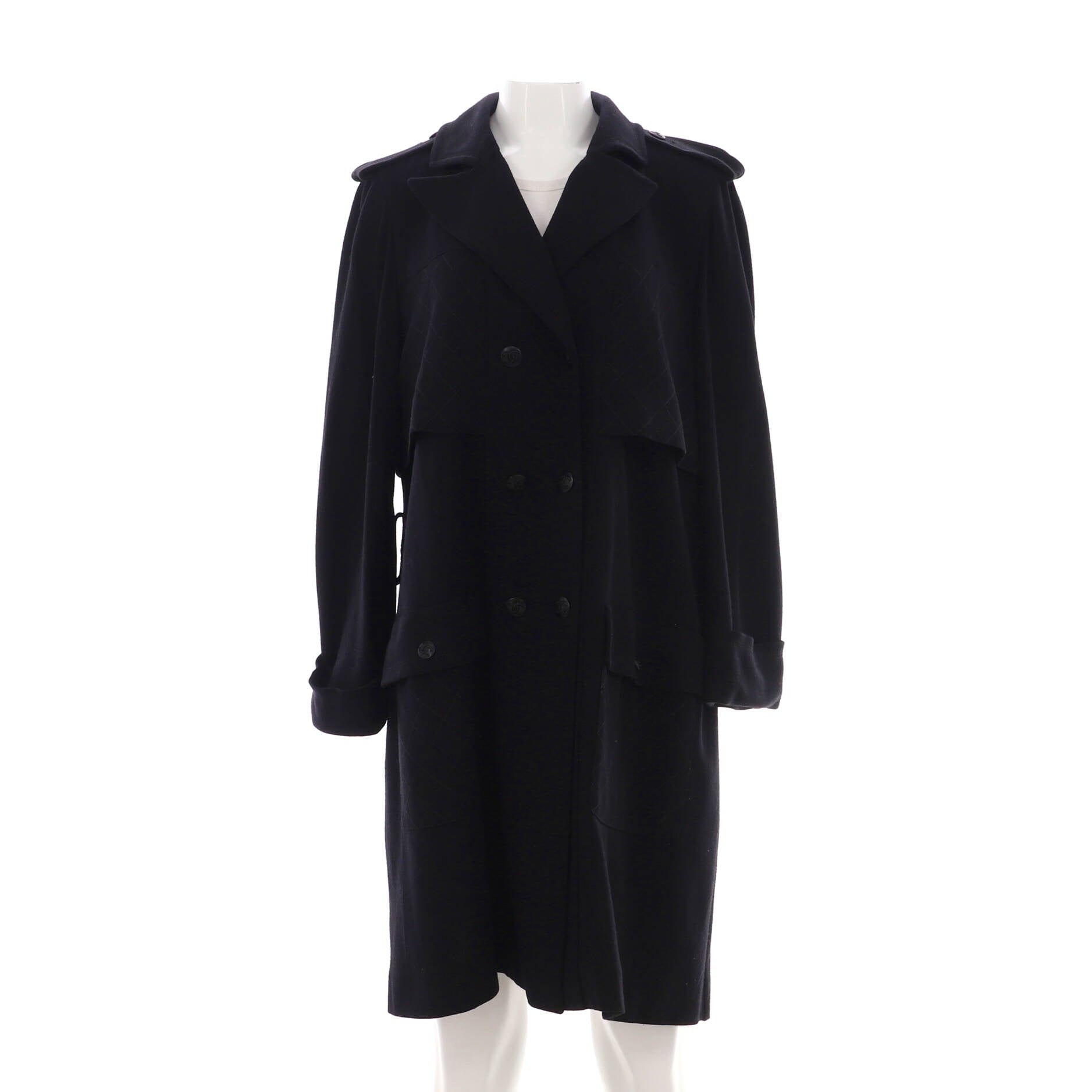 Women's Vintage Double Breasted Belted Trench Coat Wool