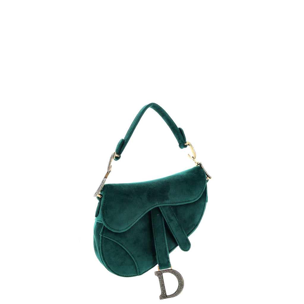 Saddle Handbag Velvet with Crystals Mini