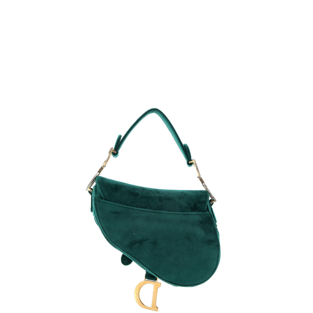Saddle Handbag Velvet with Crystals Mini