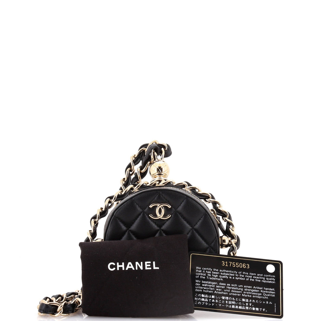 Frame Chain Around Round Clutch with Chain Quilted Lambskin Mini