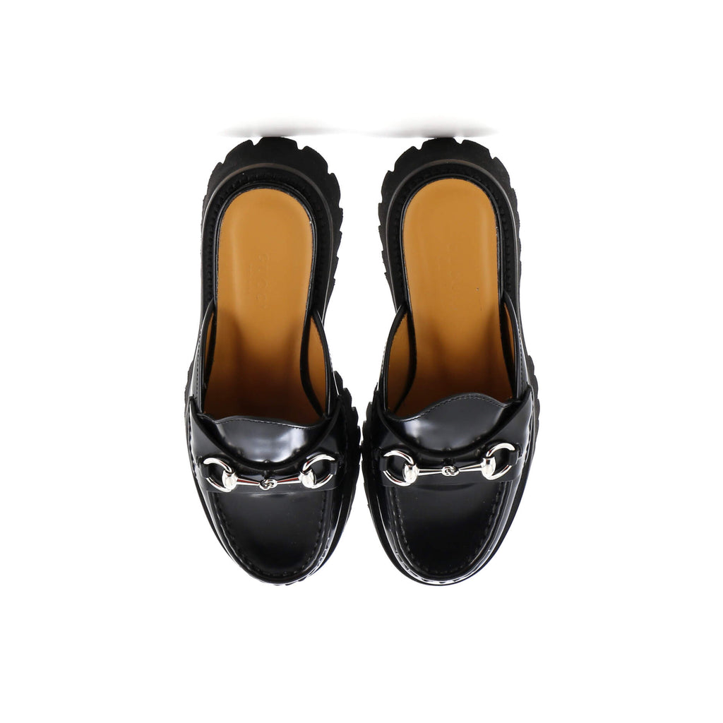 Women's Horsebit Flatform Mules Leather