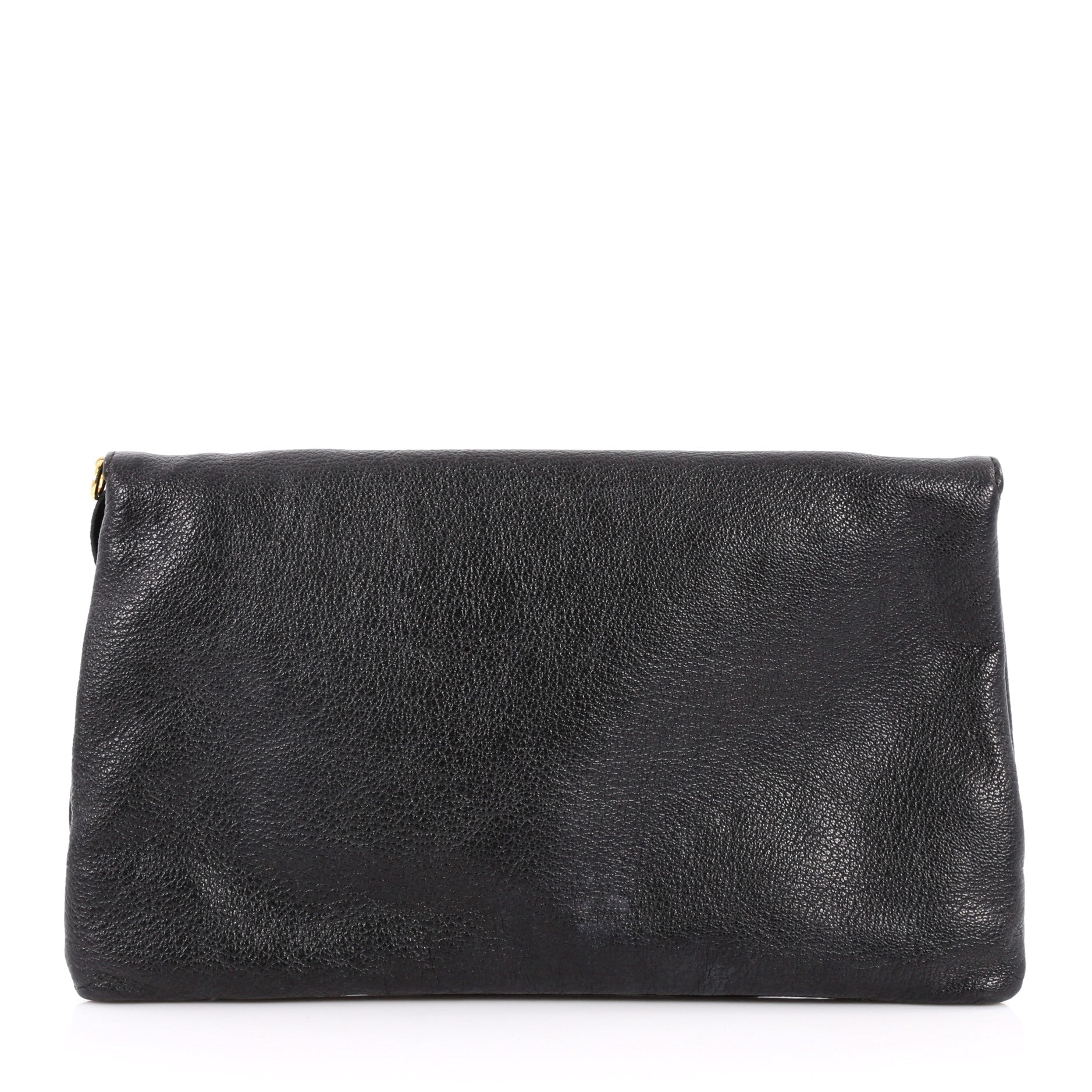 Envelope Strap Classic Studs Metallic Edge Clutch Leather