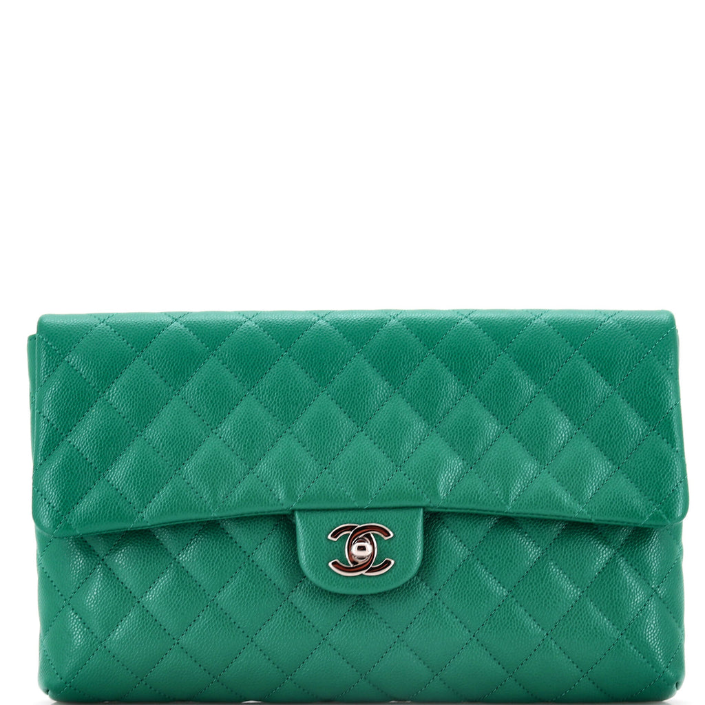 Classic Flap Clutch Quilted Caviar