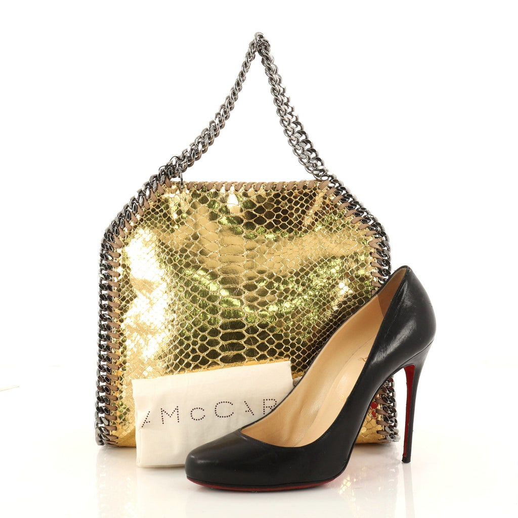 Falabella Fold Over Crossbody Bag Faux Python Mini
