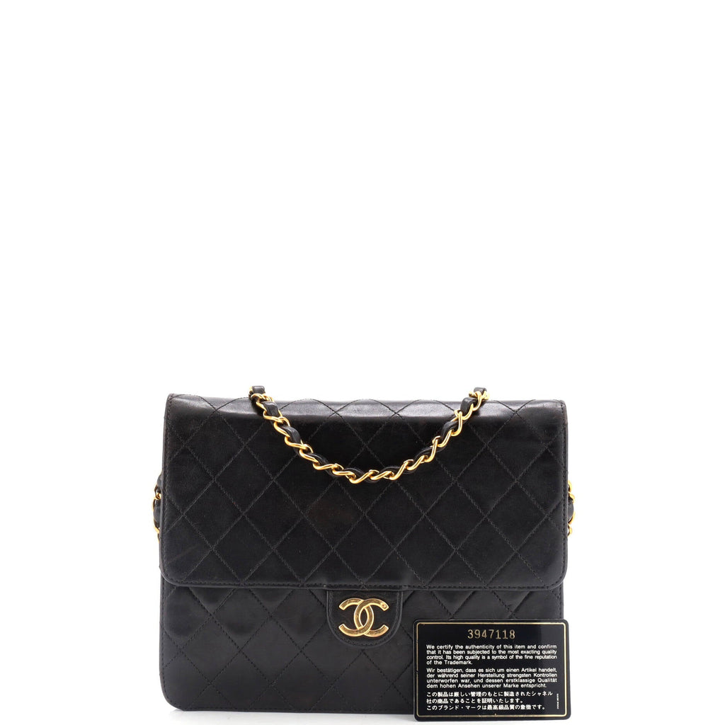 Vintage Clutch with Chain Quilted Leather Small