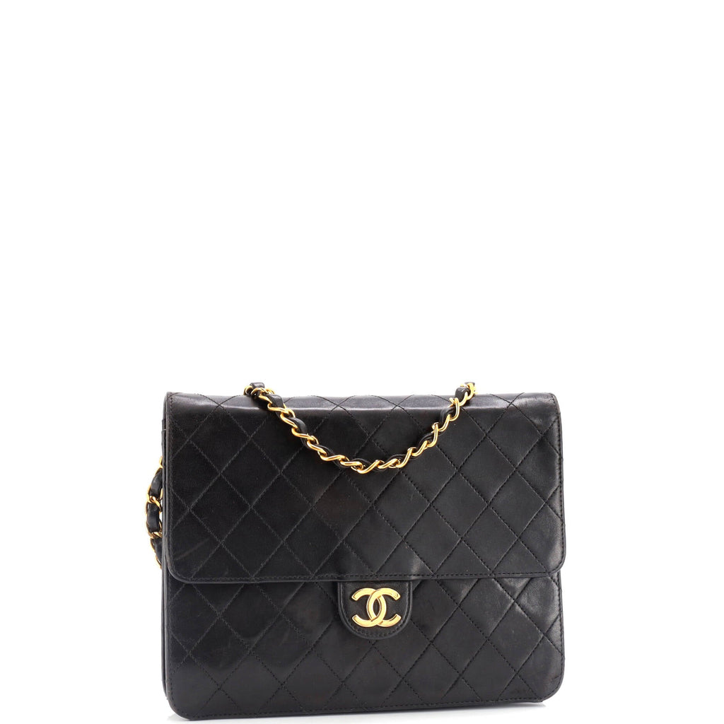 Vintage Clutch with Chain Quilted Leather Small