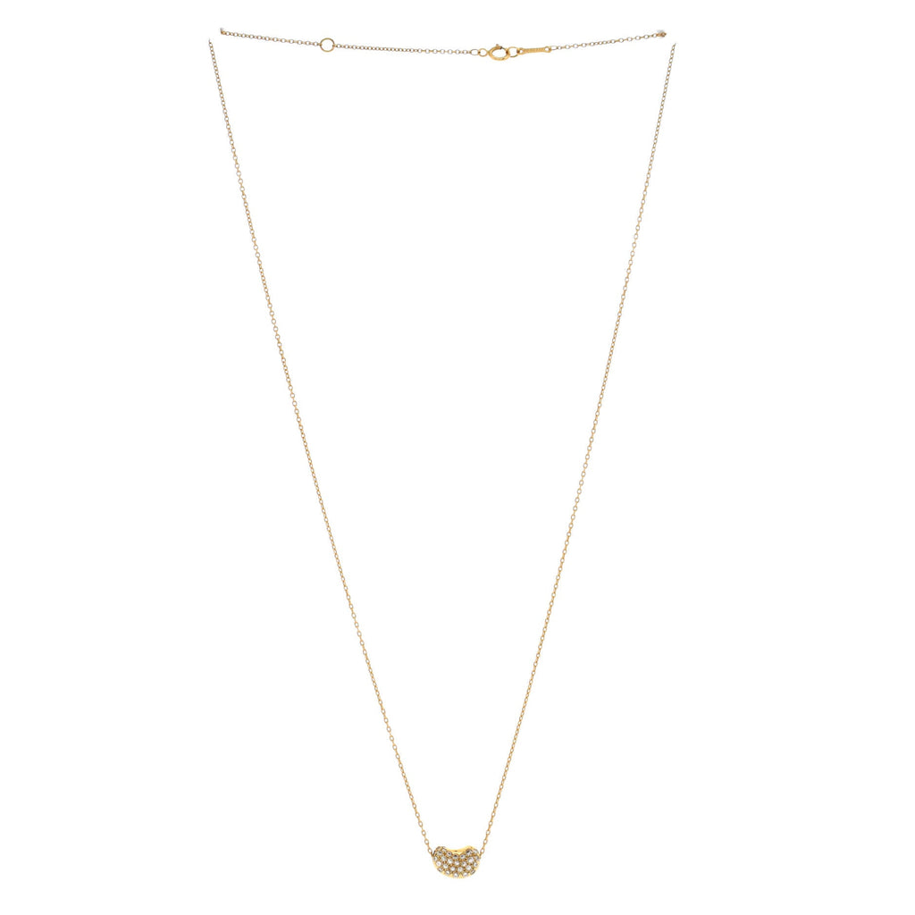 Elsa Peretti Bean Pendant Necklace 18K Yellow Gold with Diamonds 11mm