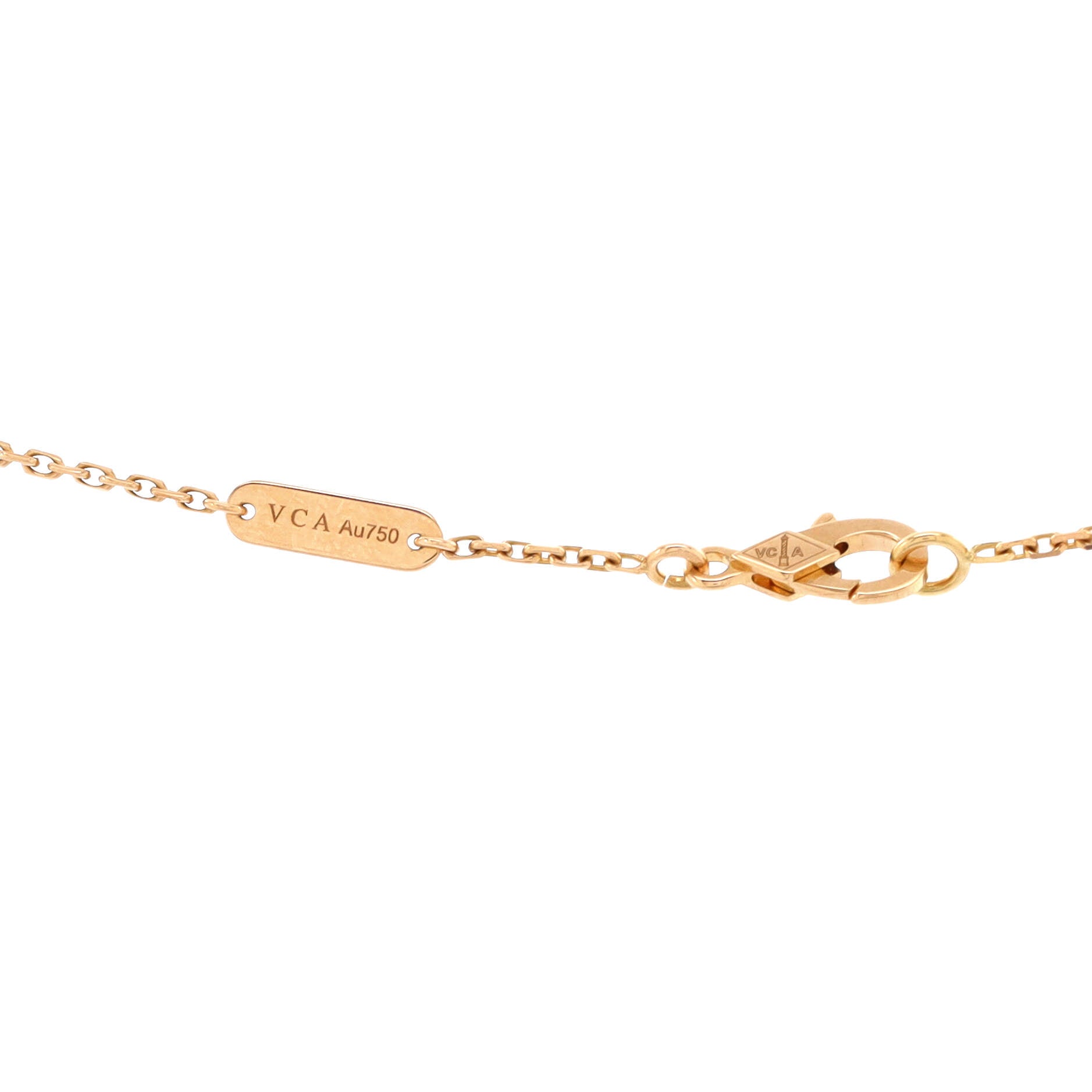 Vintage Alhambra Pendant Necklace 18K Rose Gold and Onyx with Diamond