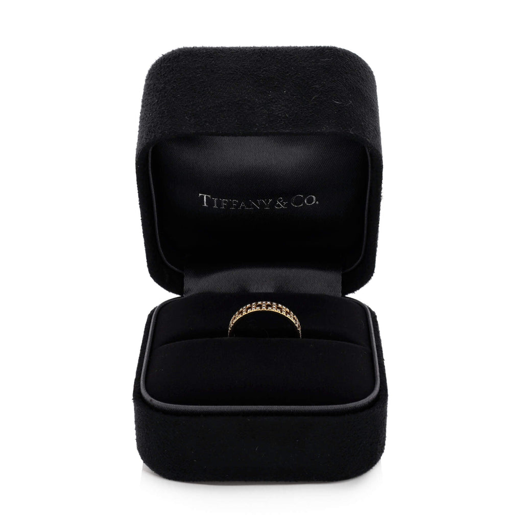 T True Ring 18K Yellow Gold with Pave Diamonds Narrow