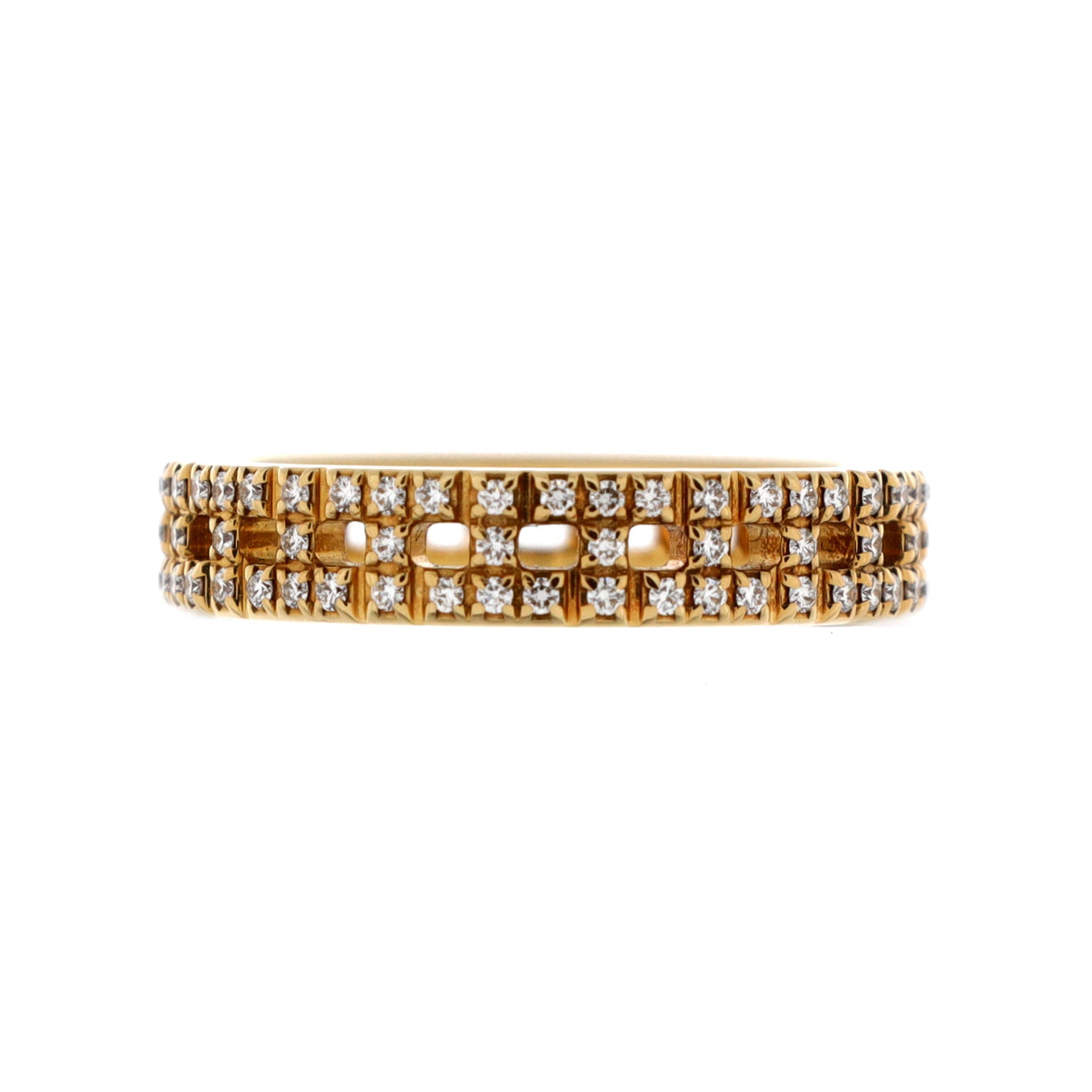 T True Ring 18K Yellow Gold with Pave Diamonds Narrow