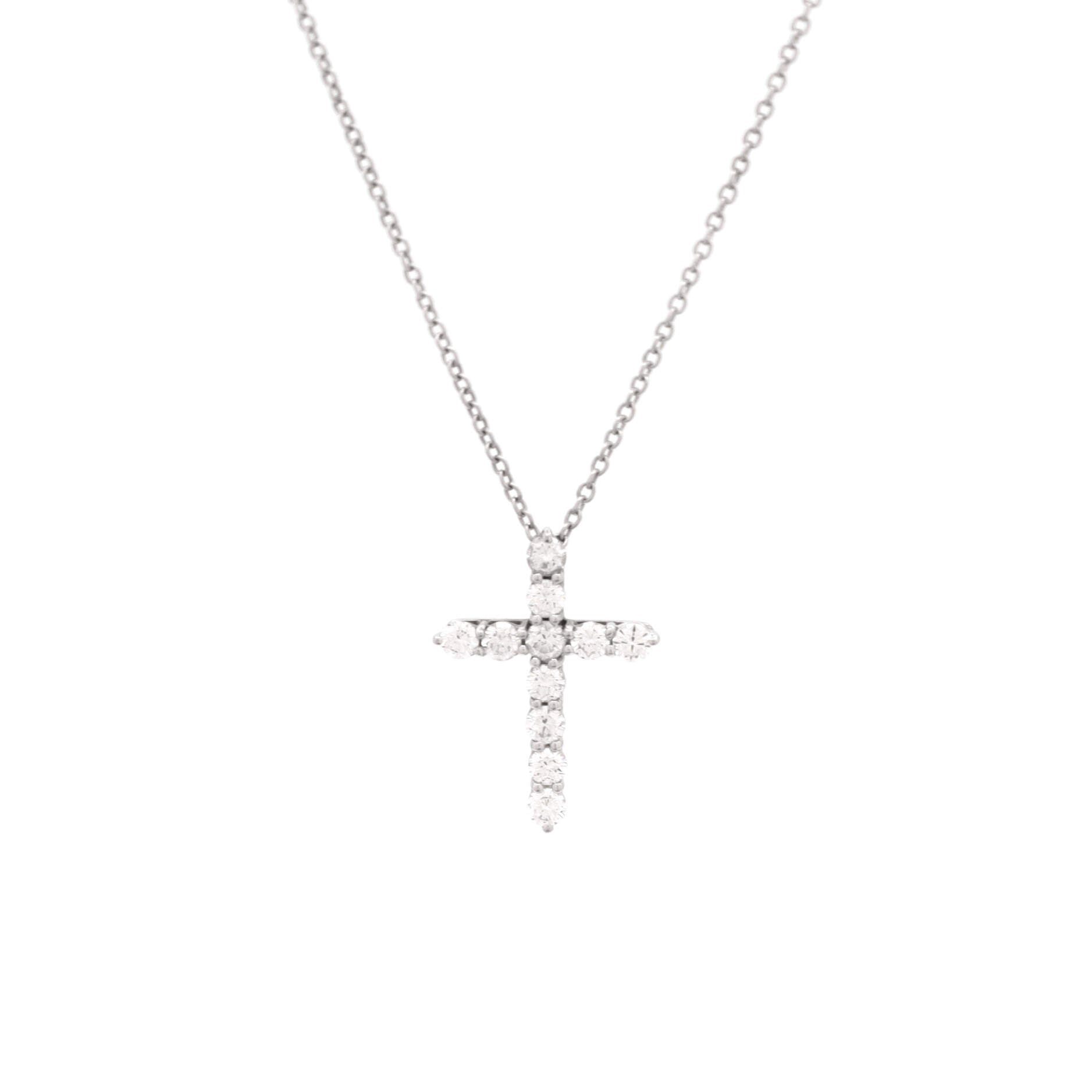 Cross Pendant Necklace Platinum and Diamonds Small