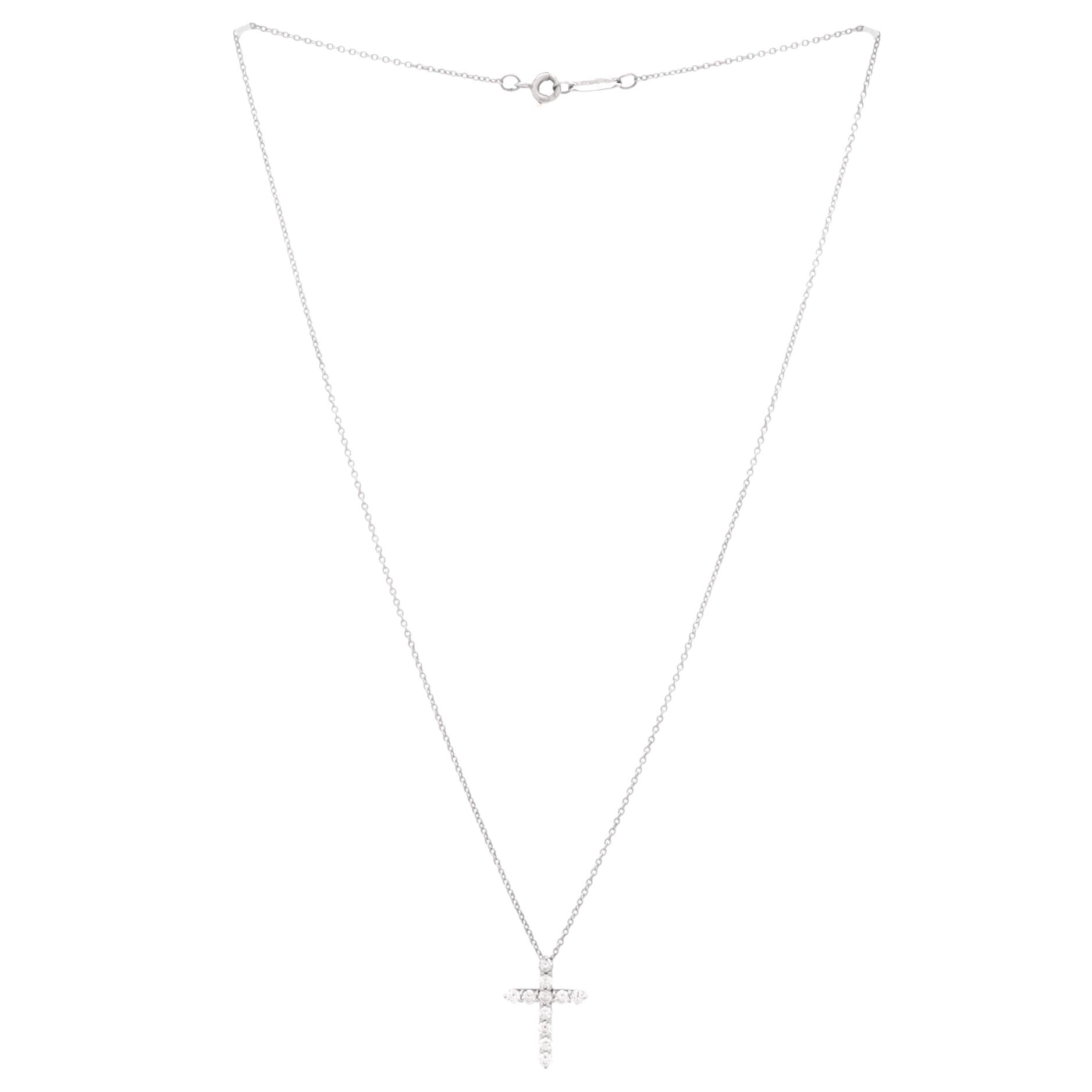 Cross Pendant Necklace Platinum and Diamonds Small