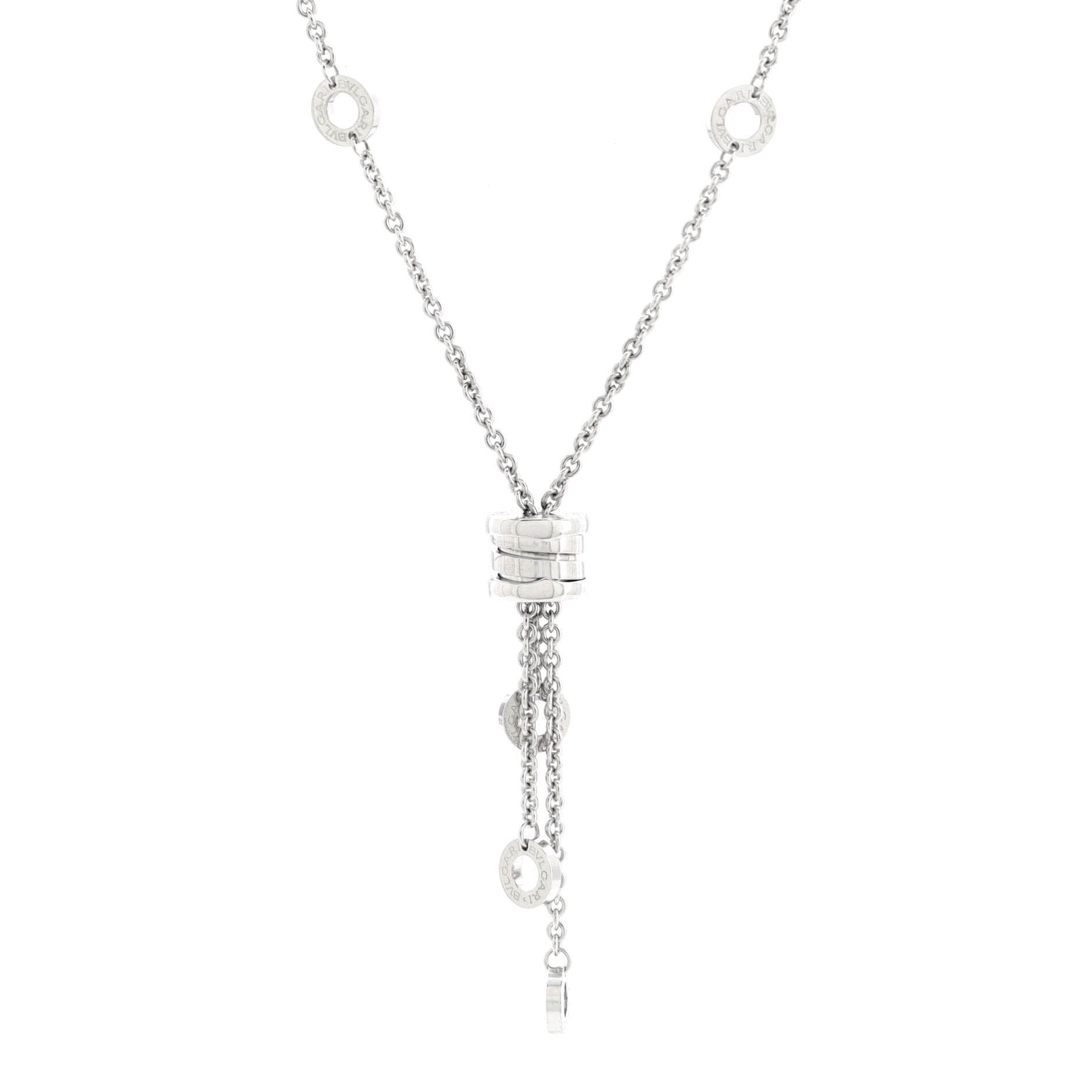 B.Zero1 3 Charm Necklace 18K White Gold with Diamonds
