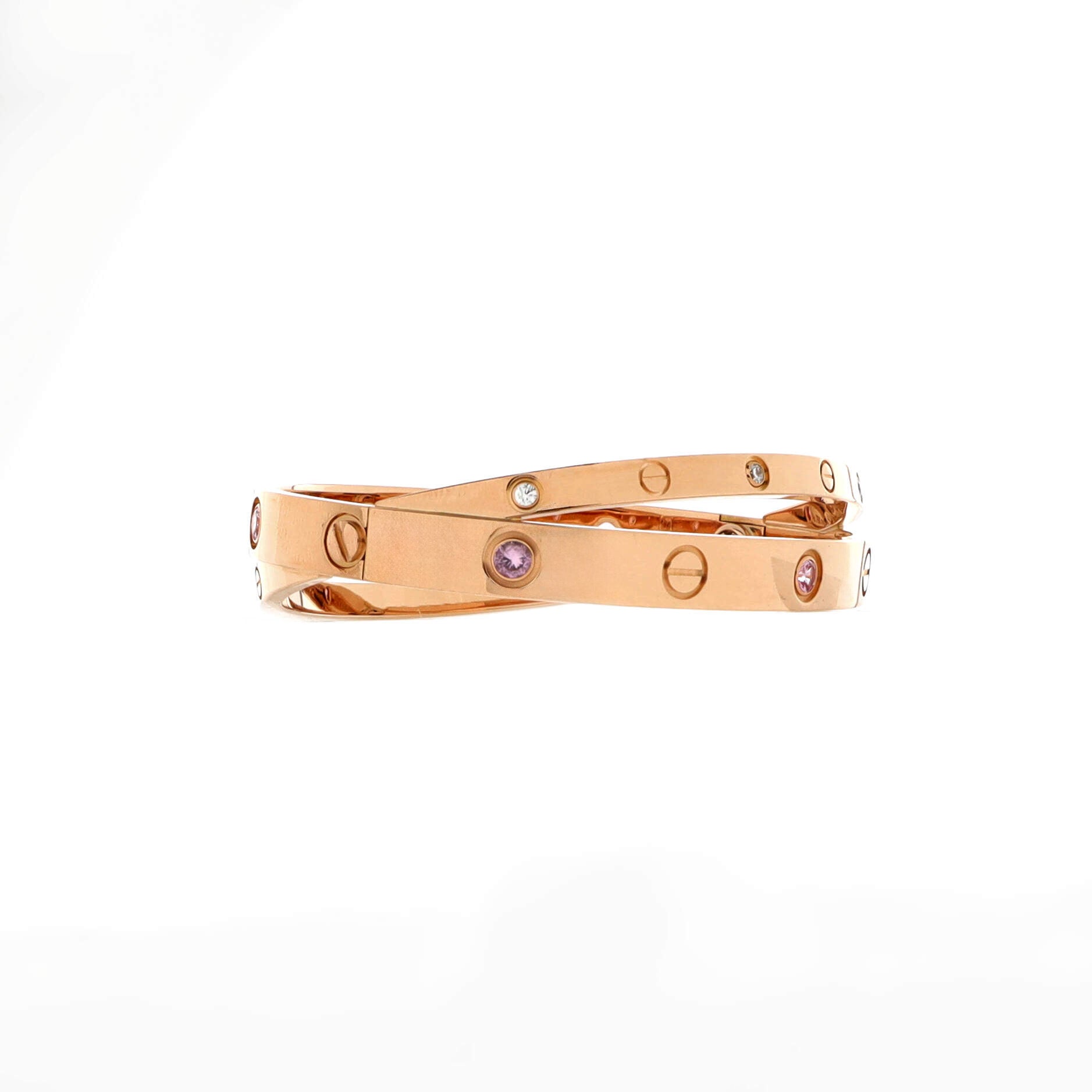 Double Love Bracelet 18K Rose Gold with Pink Sapphires and Diamonds