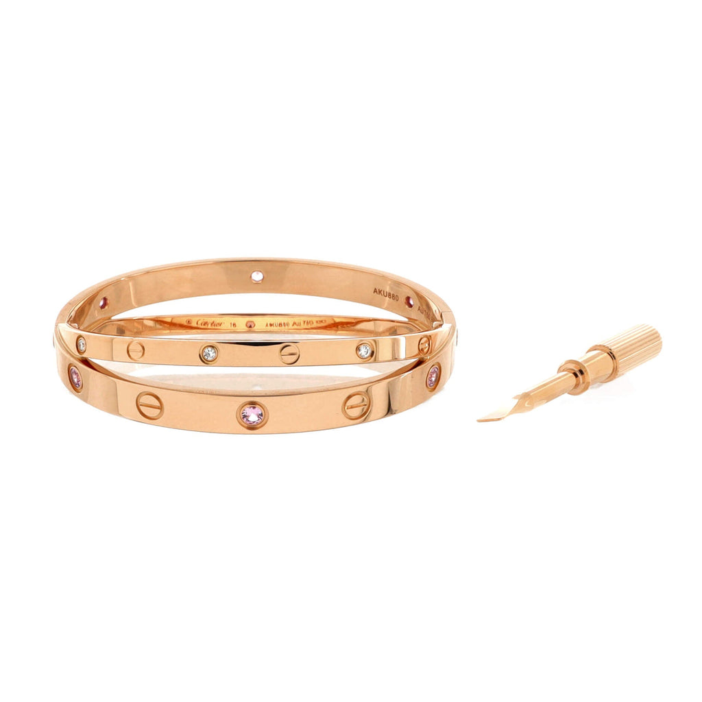Double Love Bracelet 18K Rose Gold with Pink Sapphires and Diamonds