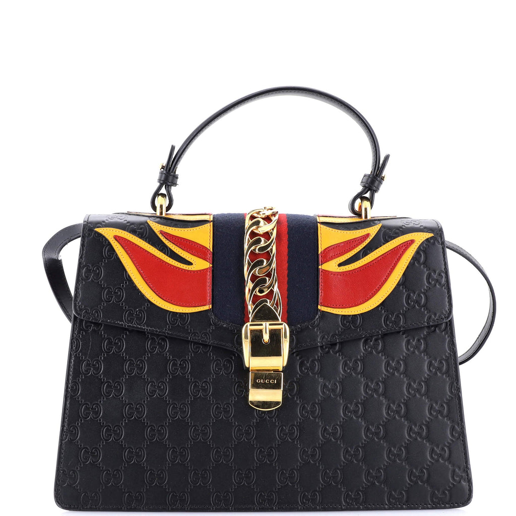 Sylvie Top Handle Bag Guccissima Leather with Applique Medium