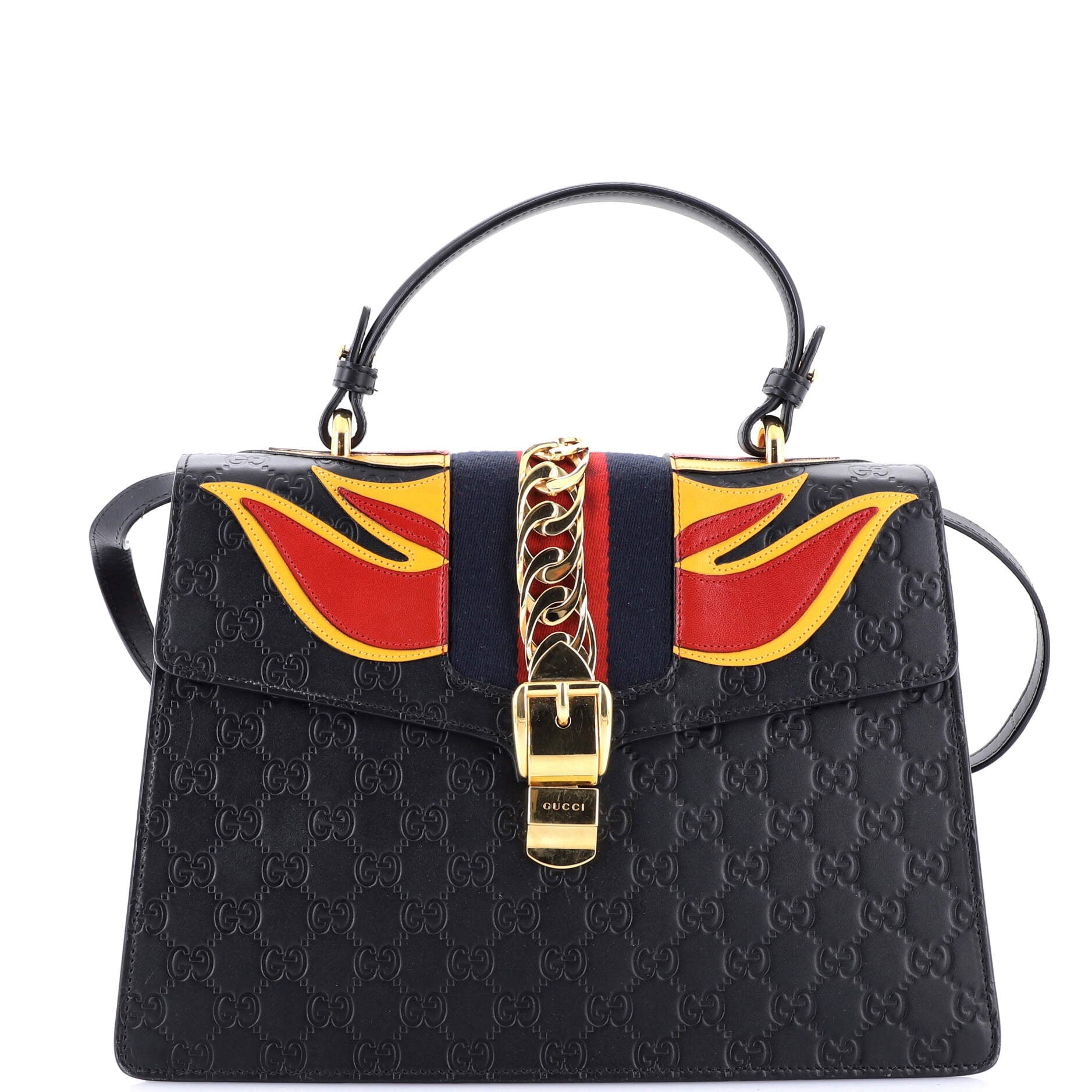 Sylvie Top Handle Bag Guccissima Leather with Applique Medium